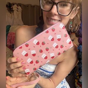 Hot Topic Pink Strawberry Bear Wallet